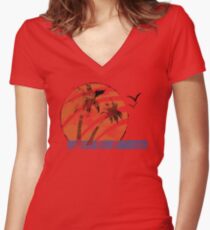Scarred Sunset Women's Fitted V-Neck T-Shirt