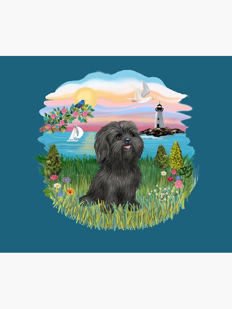 At the Shore with a Black Shih Tzu by JeanBFitzgerald