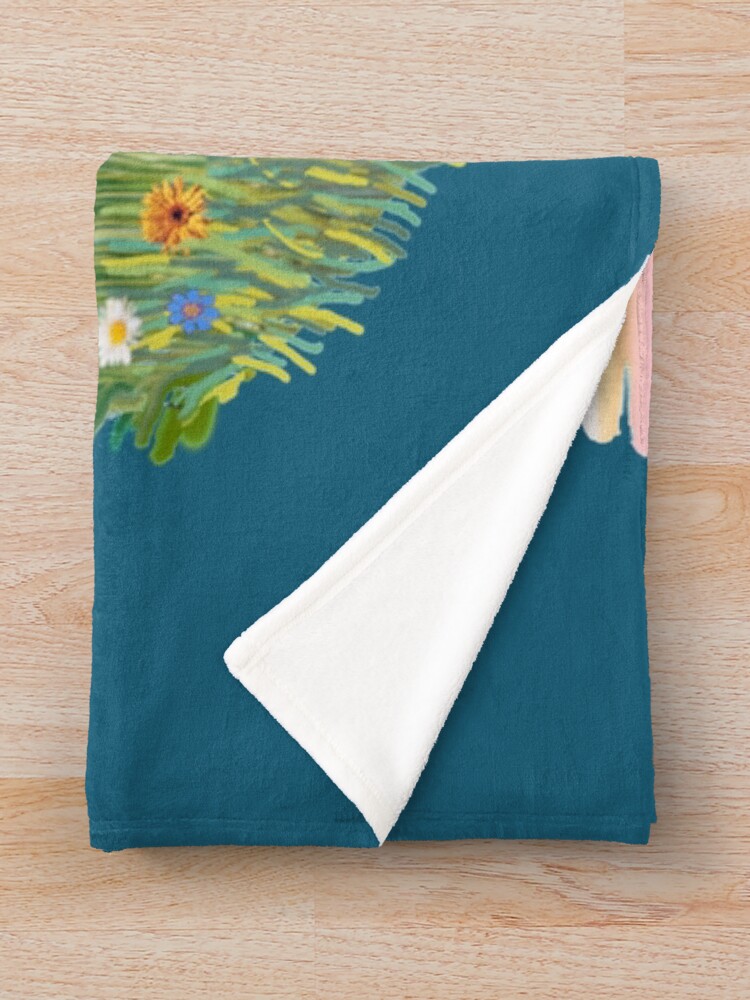 Alternate view of At the Shore with a Black Shih Tzu Throw Blanket