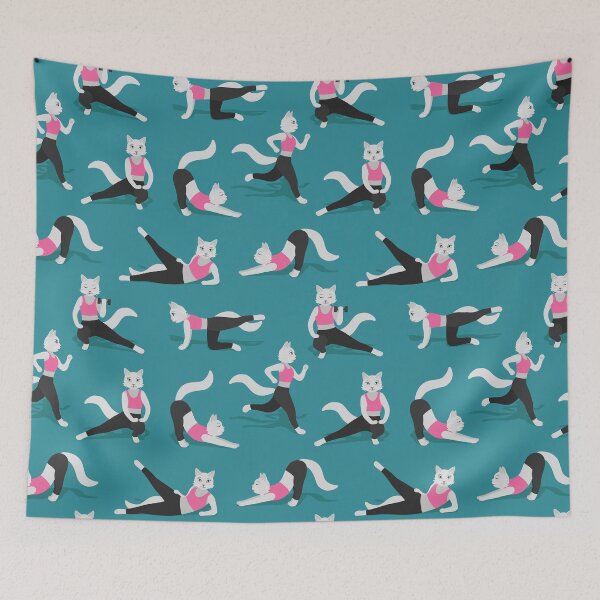 Item preview, Fitness Cats on teal designed and sold by nadyanadya.