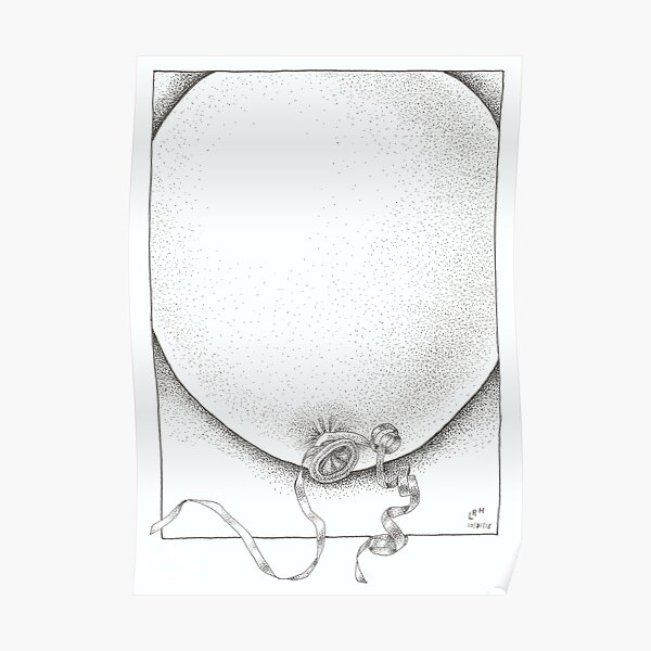 Swollen Balloon Pen and Ink Drawing Poster