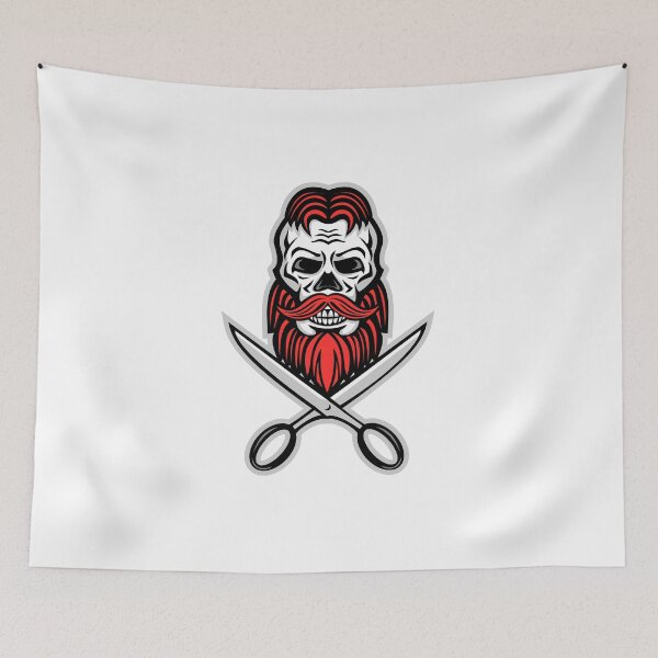 Item preview, Skull Hair and Beard Scissors Mascot designed and sold by patrimonio.