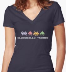 Classically Trained - 80s Video Games Women's Fitted V-Neck T-Shirt