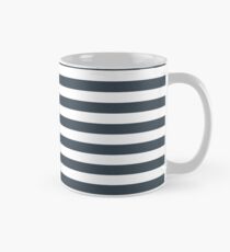 Charcoal Gray and White Horizontal Stripes Classic Mug