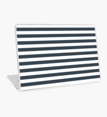 Charcoal Gray and White Horizontal Stripes Laptop Skin