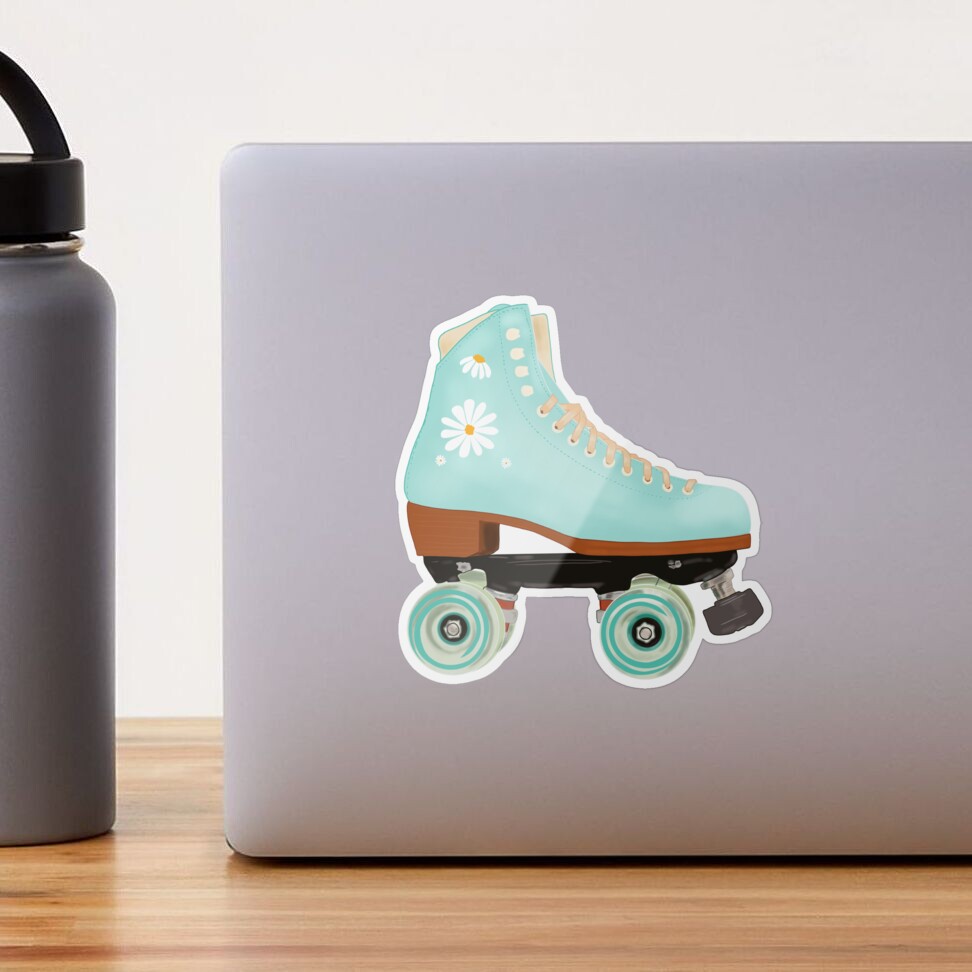 Retro green pastel roller skate Sticker for Sale by