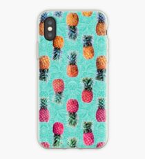 From Pineapple to Pink - tropical doodle pattern on mint iPhone Case