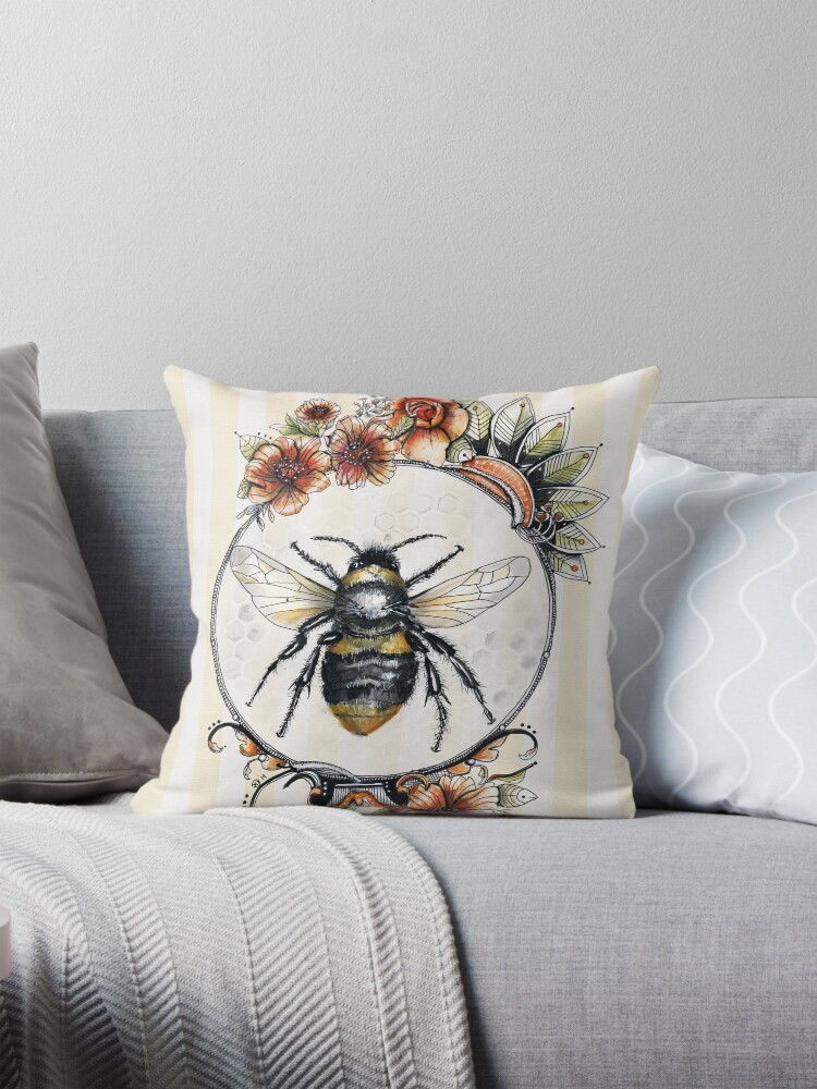 Thumbnail 1 of 4, Pillow, Bee a Queen designed and sold by dishmoptop.
