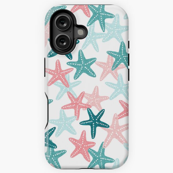 Vista previa del artículo con la obra «Estrella de mar - playa náutica - verde azulado y rosa», diseñado y vendido por littlearrow.