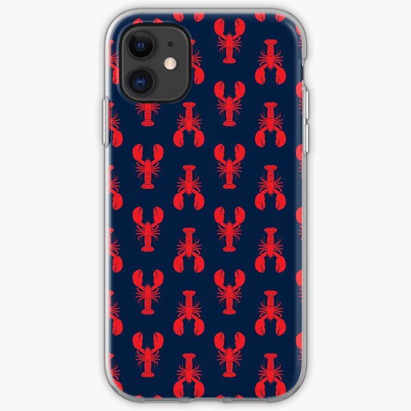 Lobsters - Red on Navy iPhone Soft Case