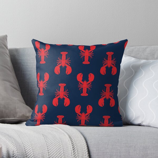 Lobsters - Red on Navy Throw Pillow