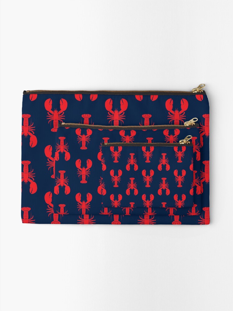 Lobsters - Red on Navy Zipper Pouch