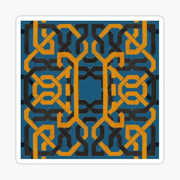 Item preview, Alhambra Squares Blue designed and sold by Big Fat Arts Gallery.