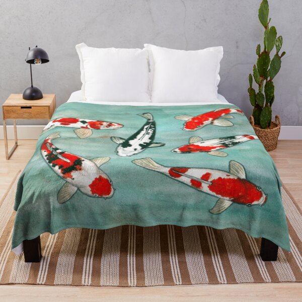 Le ballet des carpes koi Throw Blanket