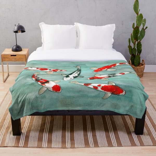 Le ballet des carpes koi Throw Blanket