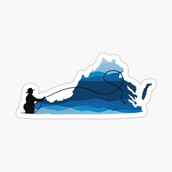 Fly Fishing Blue Ridge Virginia VA Mountain Fish Art Sticker