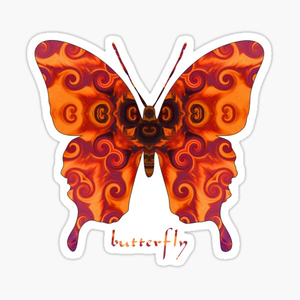 Fiery Orange Butterfly Sticker