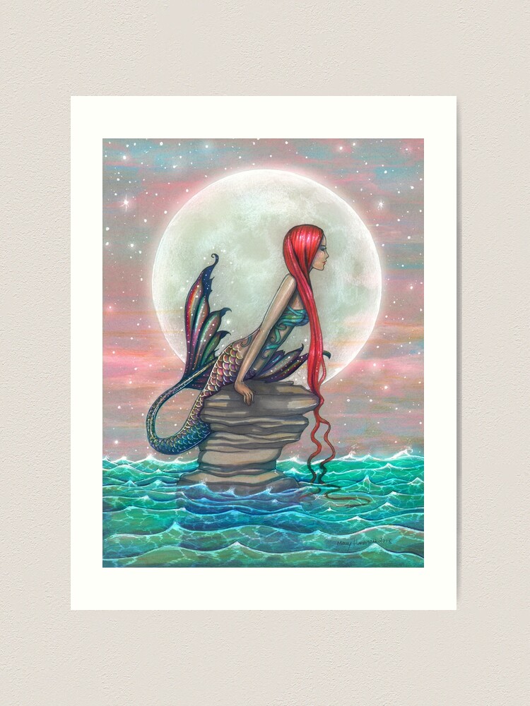 Kunstdruck for Sale mit Sirene Meerjungfrau Fantasy Zeichnung von Molly  Harrison