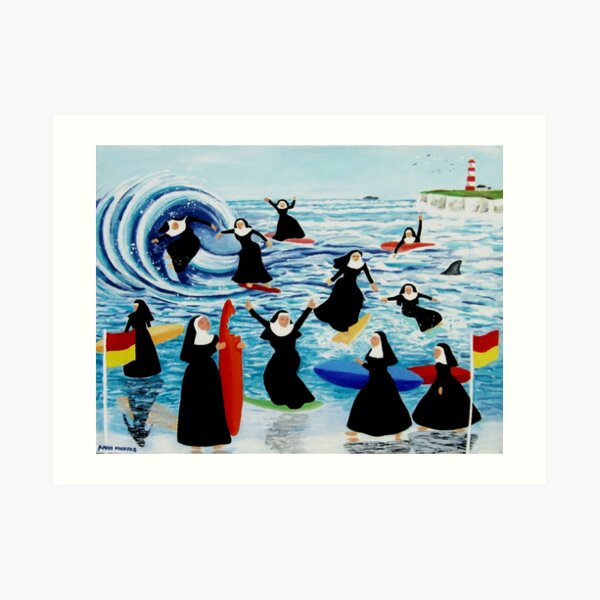 Surfing Sisters Art Print