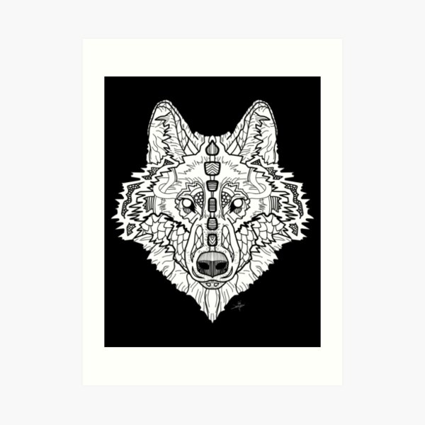 Norse Wolf White Art Print
