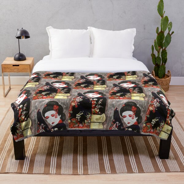 Japanische Geisha mit Kimono Fleecedecke