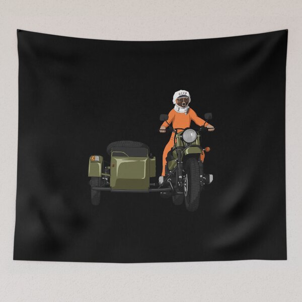 Item preview, The first dog in space Laika on motorbike designed and sold by alwe-designs.