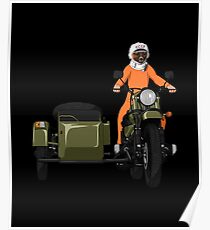 Der erste Hund im Weltraum Laika auf Motorrad Poster