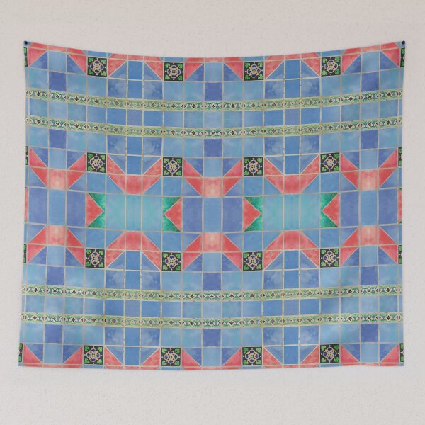 Item preview, Fredericksburg Texas Vintage Ceramic Tile Pattern - Blue & Red designed and sold by AndreaHelmArt.