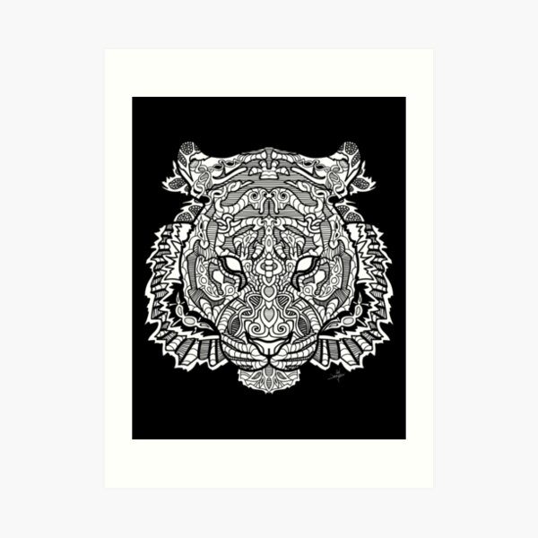 Norse Tiger White Art Print