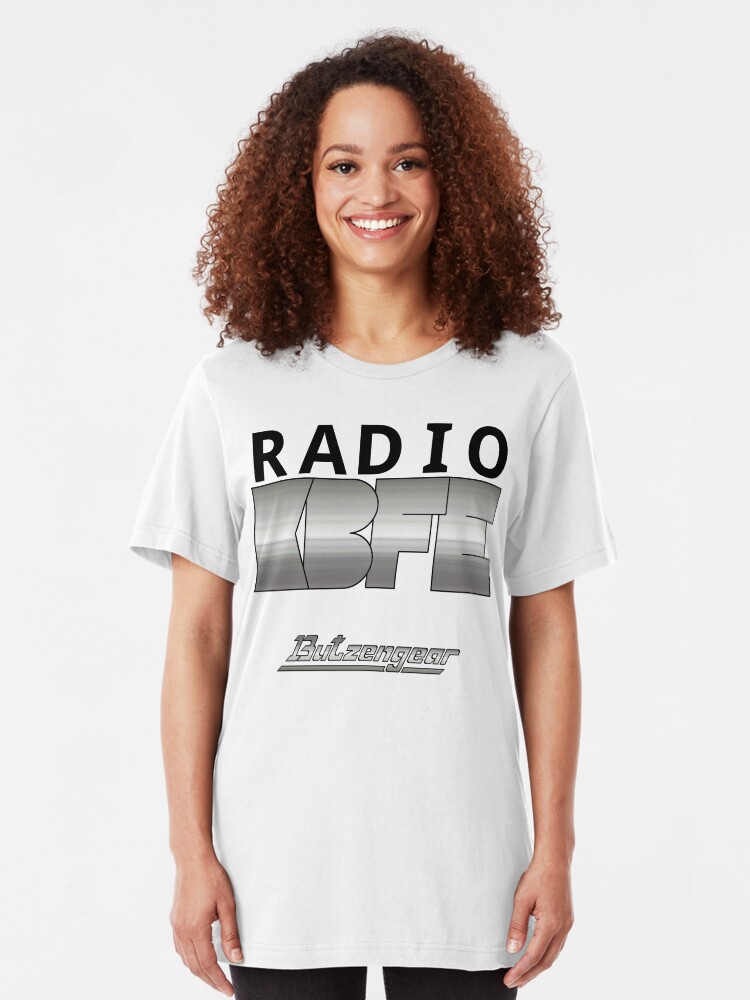Alternate view of Radio KBFE on White Slim Fit T-Shirt