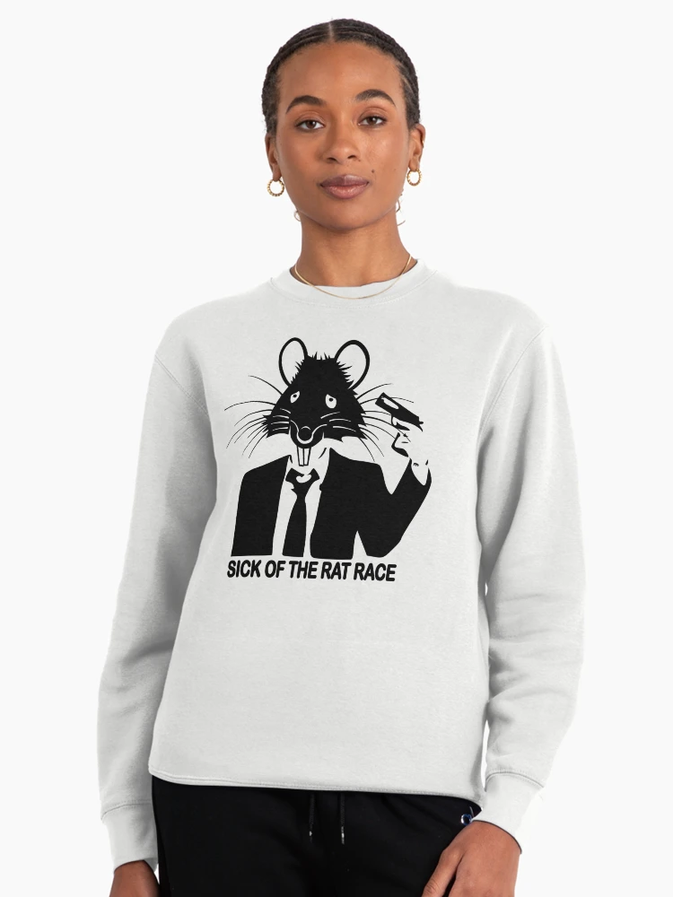 Aperçu 3 sur 6. Sweatshirt épais avec l'œuvre MALADE DU RAT RACE créée et vendue par sociographix.