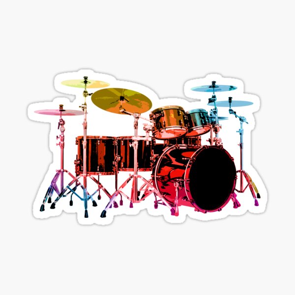 Drum Set (bold digital colors) Sticker