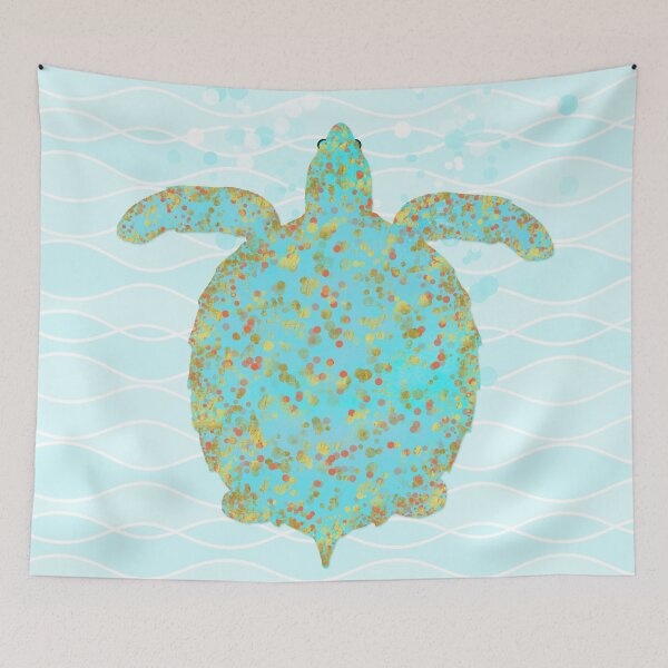Item preview, Tucker Turtle, swimming tropical sea turtle coastal art designed and sold by Glimmersmith.
