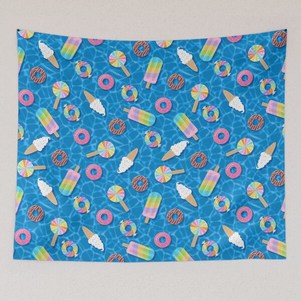 Item preview, Modern Flat - Sweet Treats Pool Floats Pattern - Blue designed and sold by WickedRefined - Nicole Demereckis.