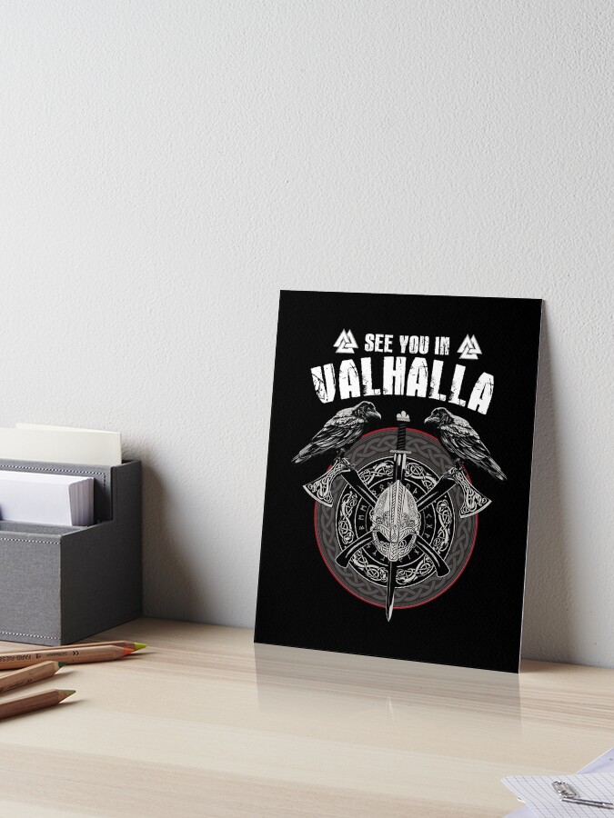 Valhalla Odin Shirt With Huggin And Muninn And Axe/Helmet Valhalla Odin Shirt With Huggin And Muninn And Axe/Helmet