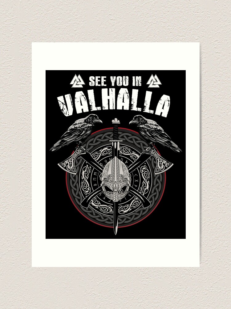 Valhalla Odin Shirt With Huggin And Muninn And Axe/Helmet Valhalla Odin Shirt With Huggin And Muninn And Axe/Helmet