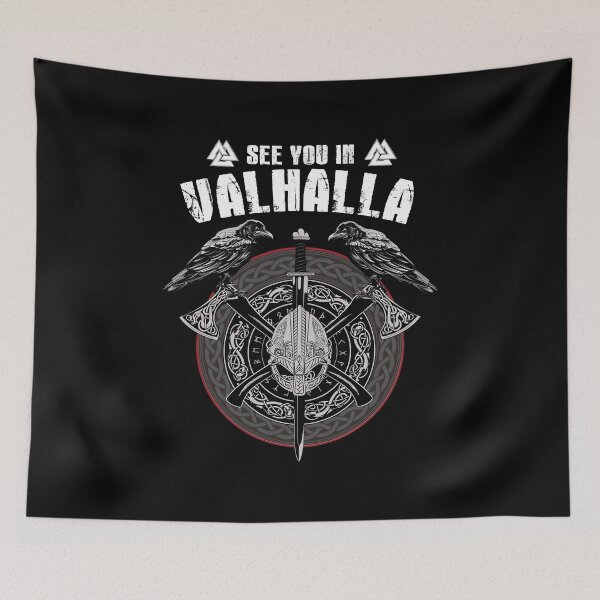 Item preview, Valhalla Odin design with Huggin and Muninn and axe/helmet designed and sold by Pummli.