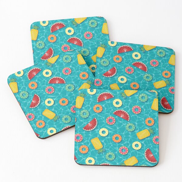 Item preview, Modern Flat - Summer Fruits Pool Floats Pattern – Turquoise designed and sold by WickedRefined - Nicole Demereckis.