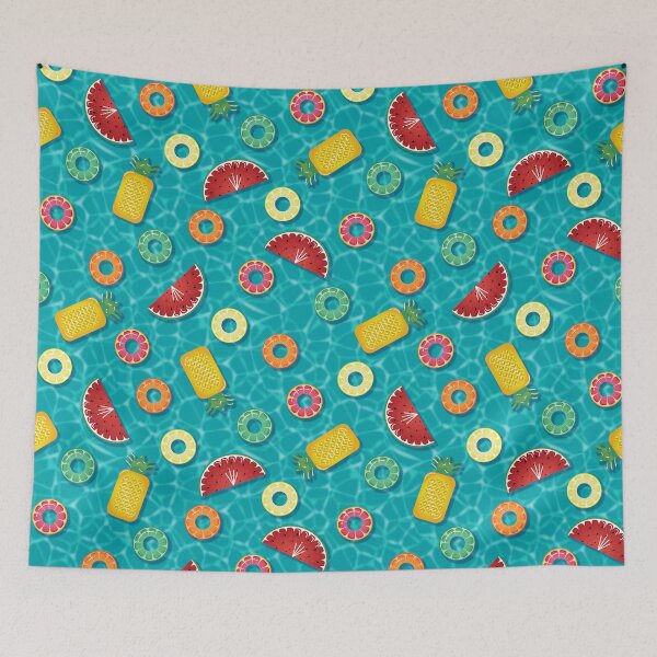 Item preview, Modern Flat - Summer Fruits Pool Floats Pattern – Turquoise designed and sold by WickedRefined - Nicole Demereckis.