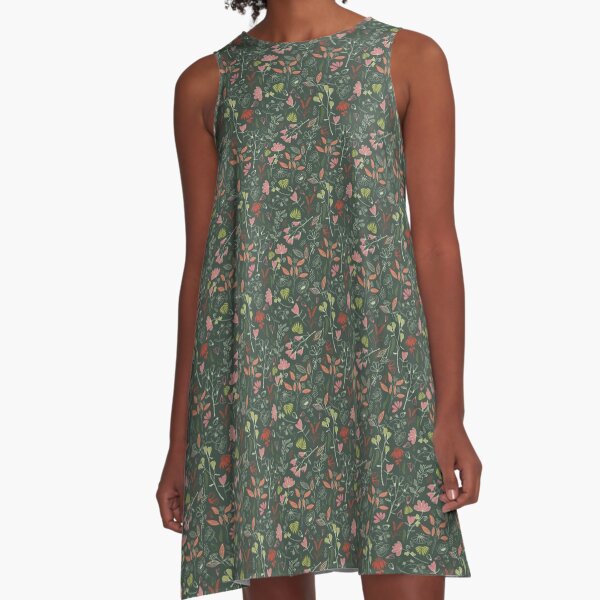 Glowy bosque forest floral pattern A-Line Dress