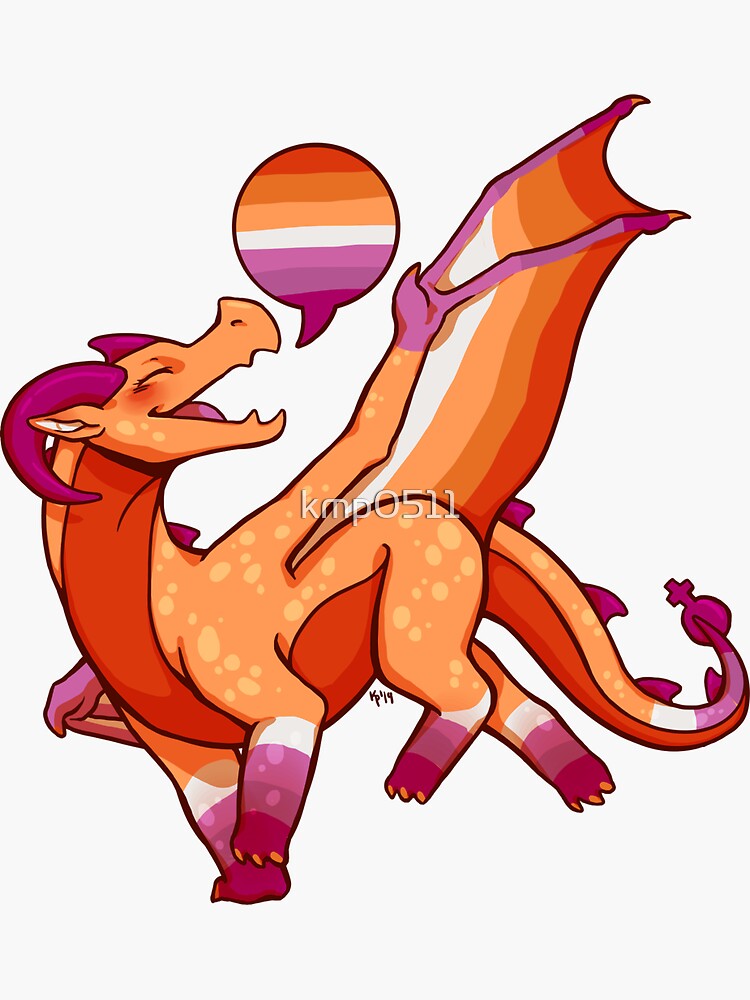 "Lesbian Pride Flag Dragon (2nd Edition-New Flag)" Sticker ...