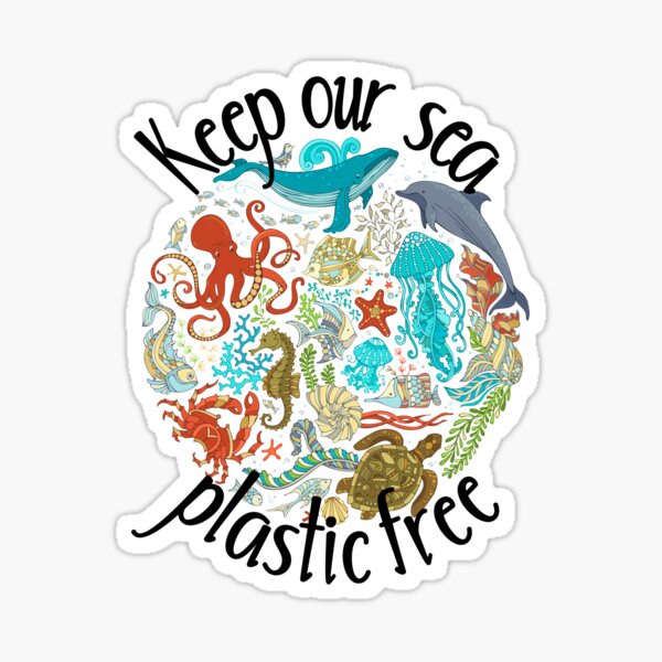 Item preview, Keep our Sea Plastic Free designed and sold by ColorFlowArt.