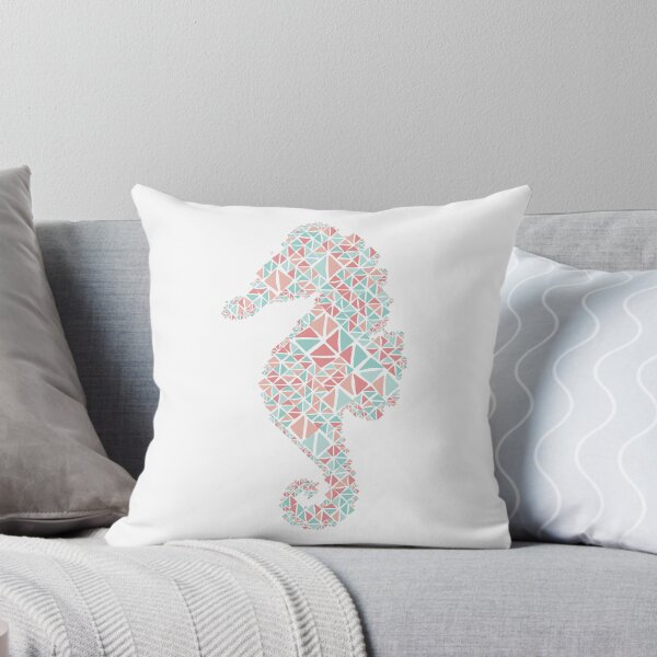 Item preview, Nautical seahorse coral teal turquoise geometric pattern designed and sold by hieu tran.