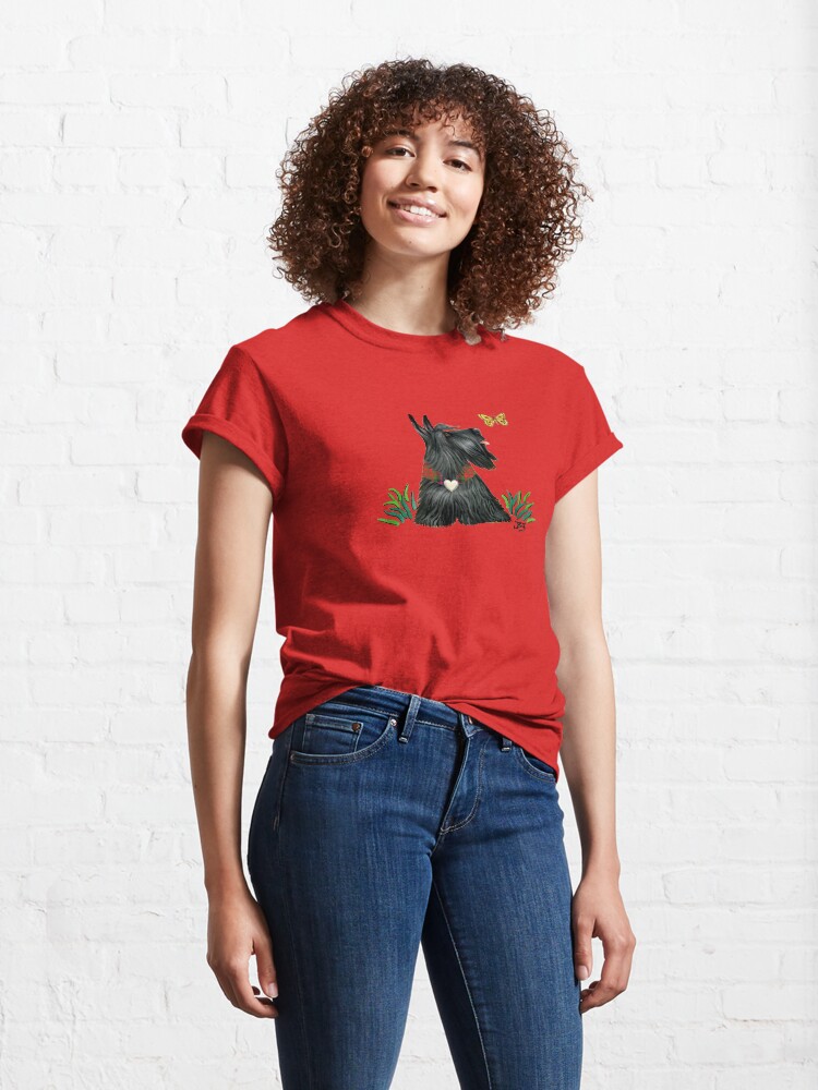 Alternate view of Scottish Terrier Watching a Butterfly Classic T-Shirt
