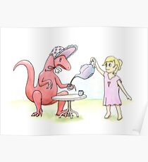 Tea Party with a Velociraptor Poster