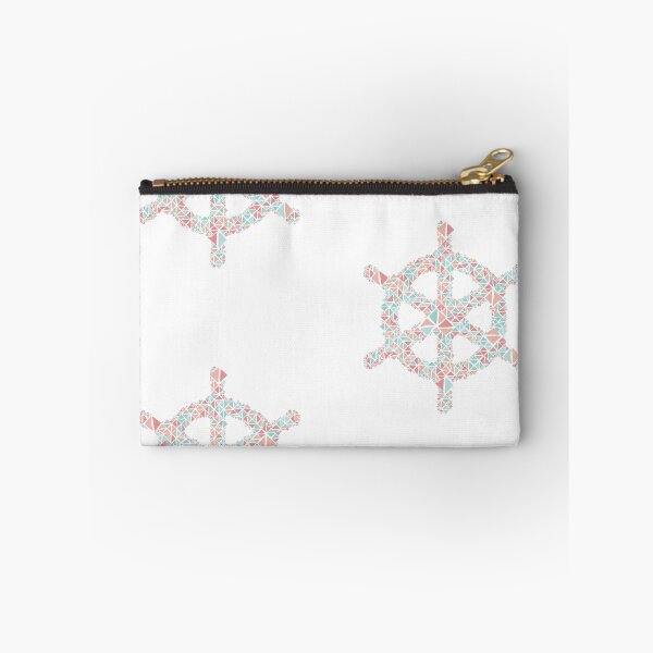 Item preview, Nautical boat wheel coral teal turquoise geometric pattern designed and sold by hieu tran.
