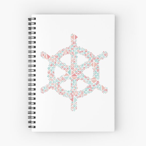 Item preview, Nautical boat wheel coral teal turquoise geometric pattern designed and sold by hieu tran.