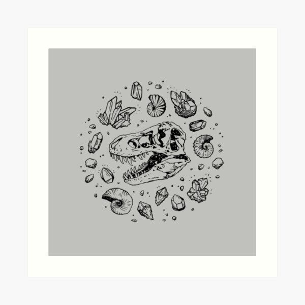Geo-rex Vortex | Black | Dinosaur Fossil Art Art Print