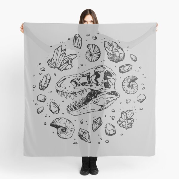 Geo-rex Vortex | Black | Dinosaur Fossil Art Scarf