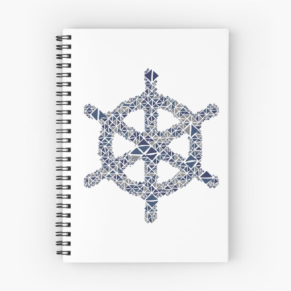 Item preview, Nautical boat wheel navy blue gray geometric pattern designed and sold by hieu tran.